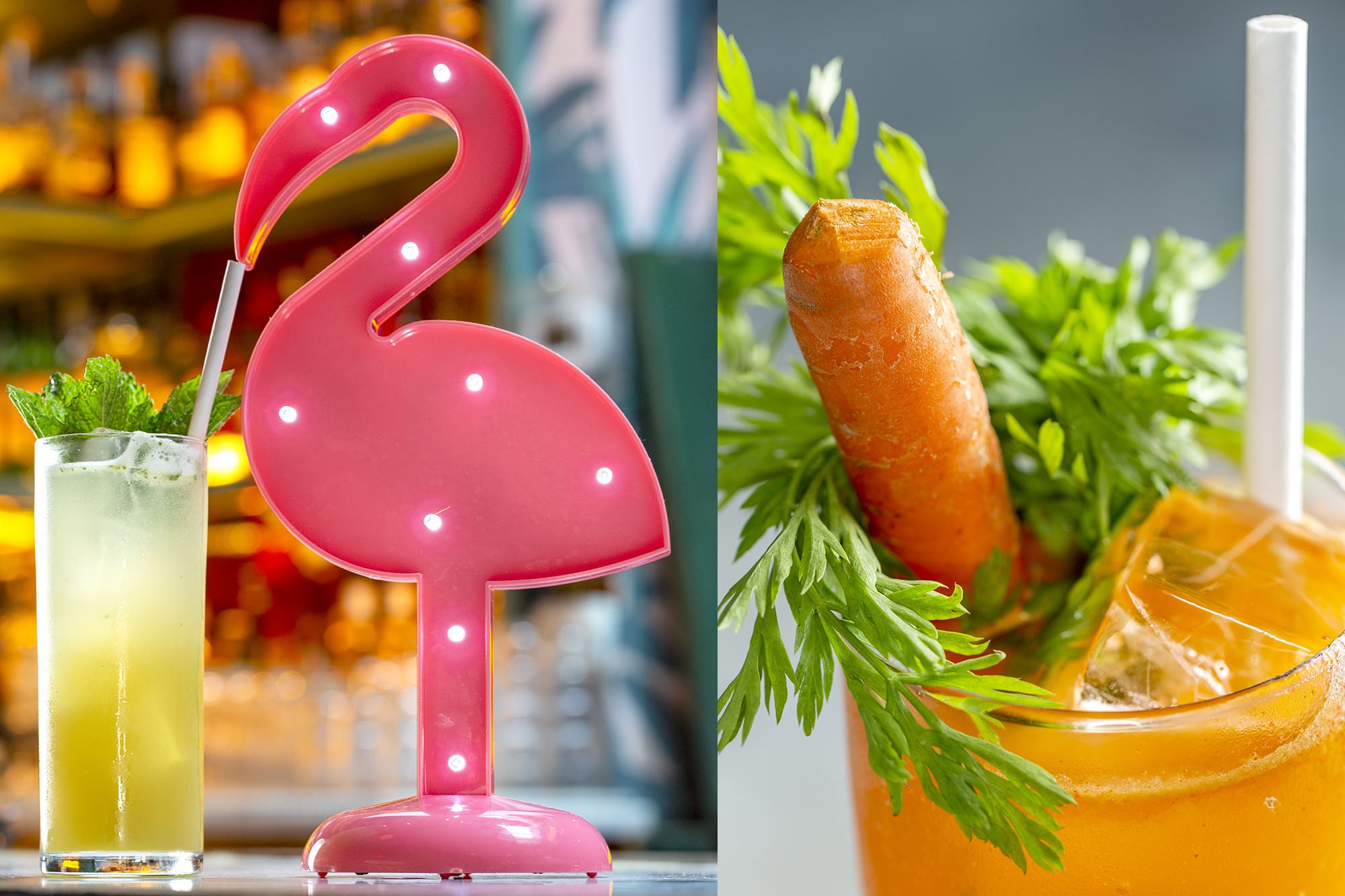 Vibrant cocktails at The Happiest Hour in Manhattan